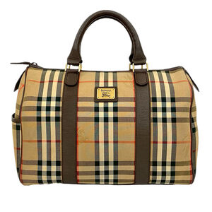 Pre-Loved Burberry Haymarket Check Canvas Boston Bag